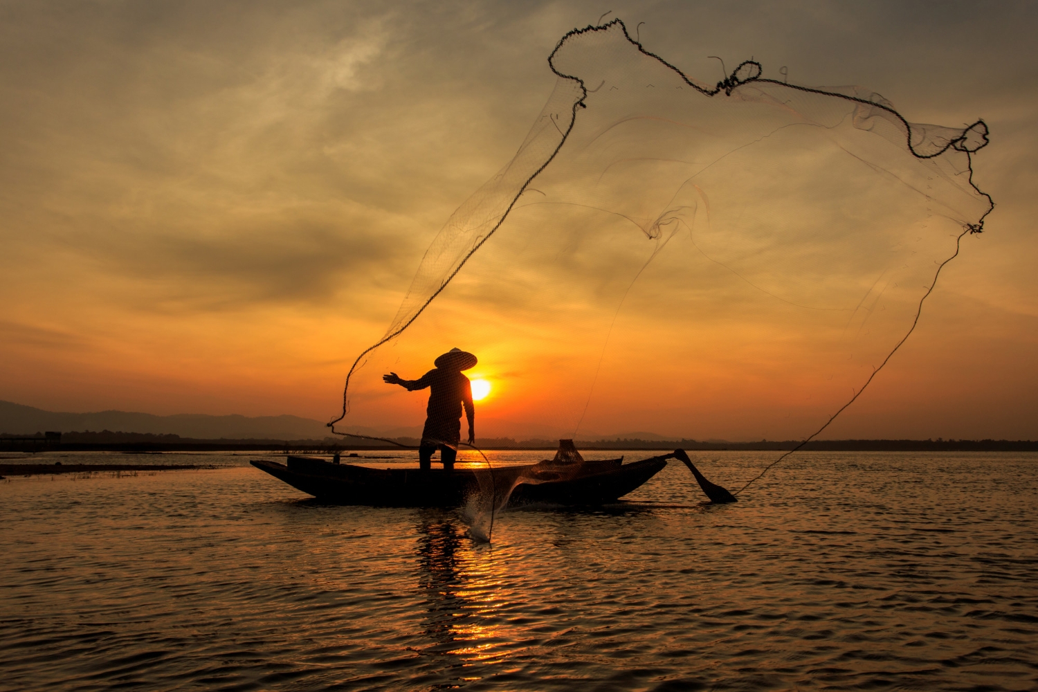 Puzzle Pescador al atardecer