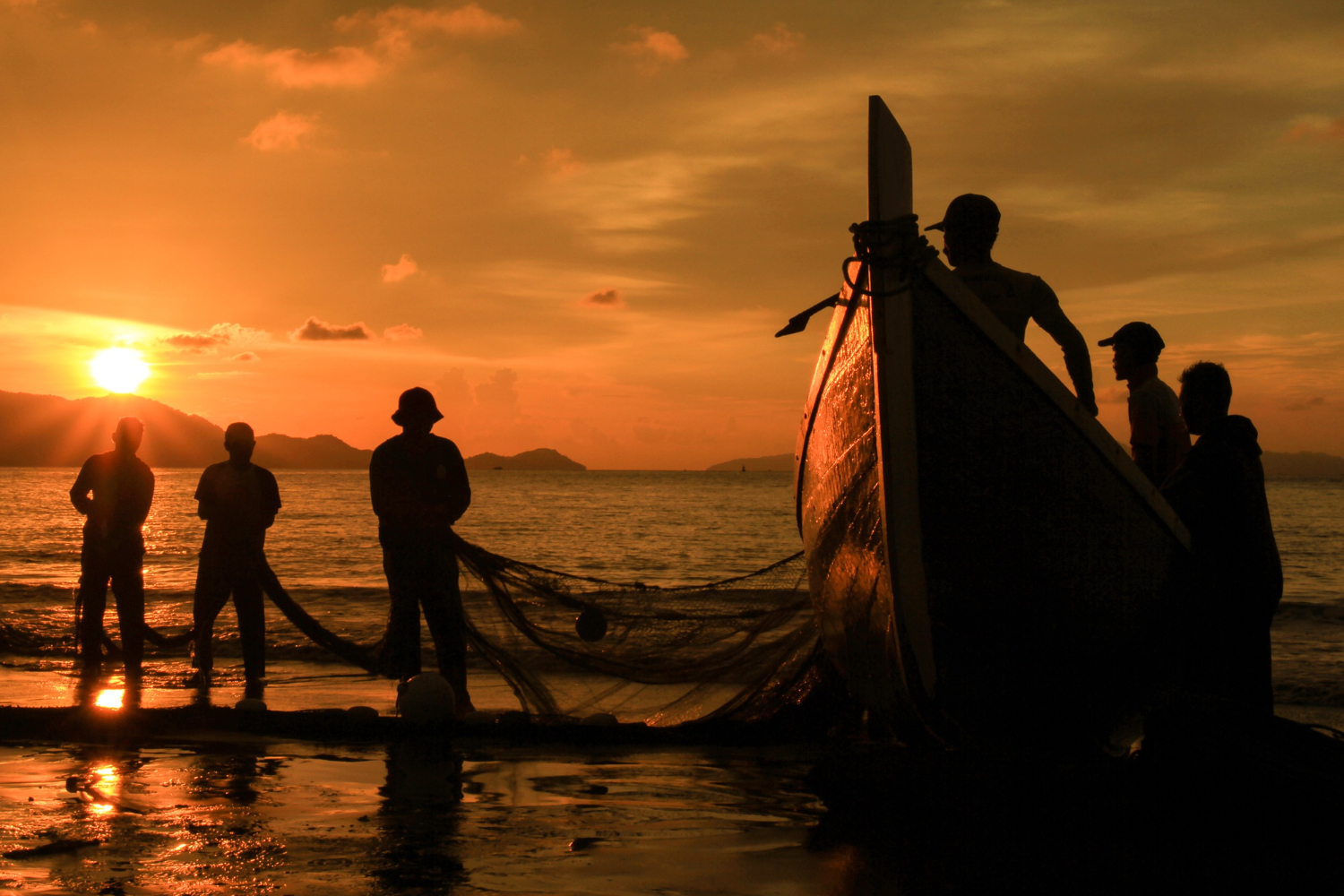 Puzzle Pescadores al atardecer