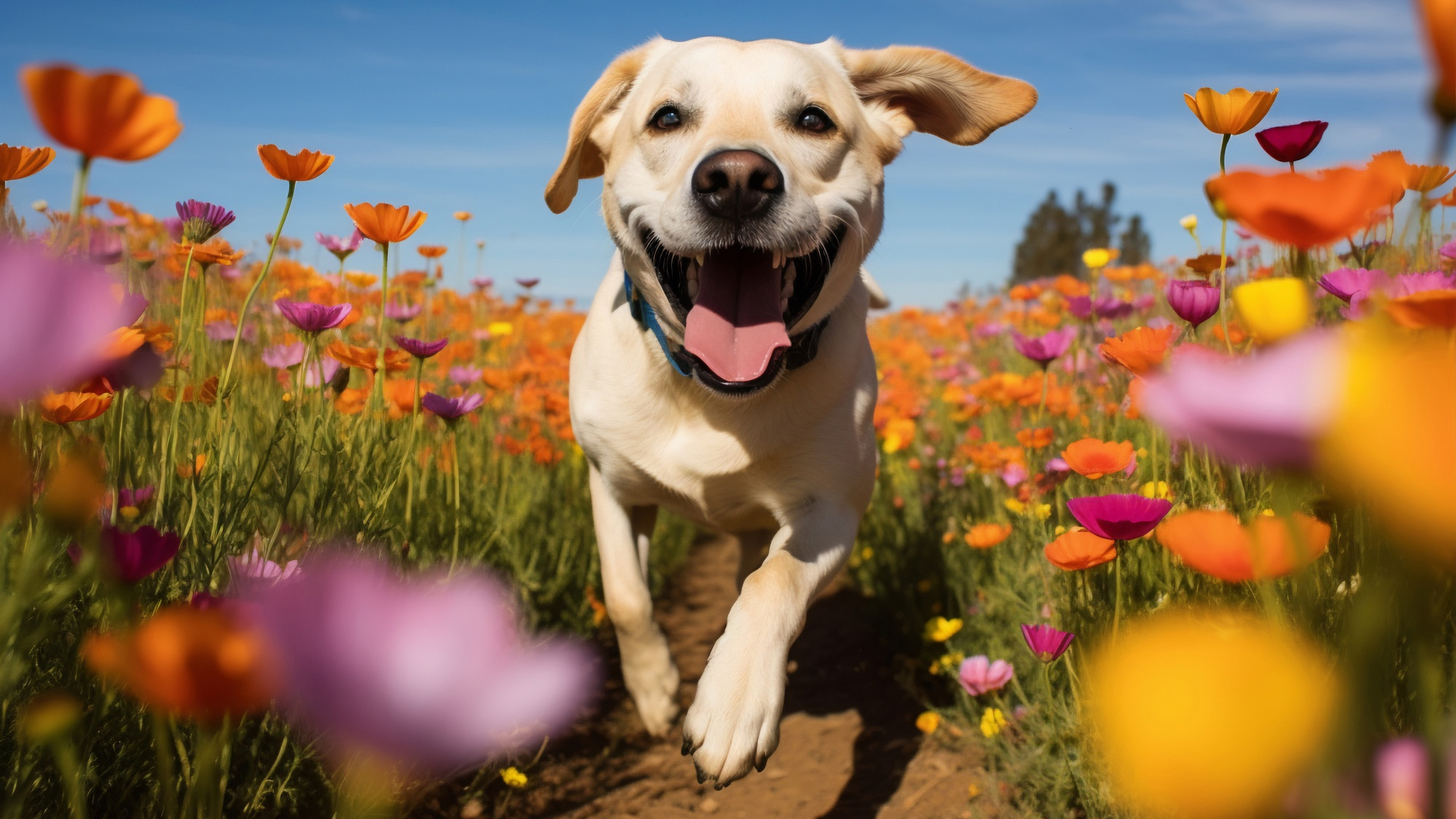 Puzzle Perro y flores